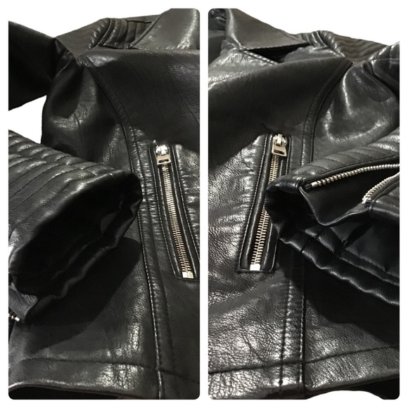 TOPSHOP - Faux Leather Moto Jacket -Size 8 - Picture 5 of 16